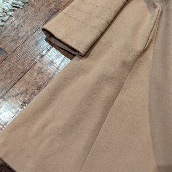 Cecil G Wool & Cashmere coat, mother of pearl buttons & fox fur, vintage Sz 14 - Picture 15 of 17